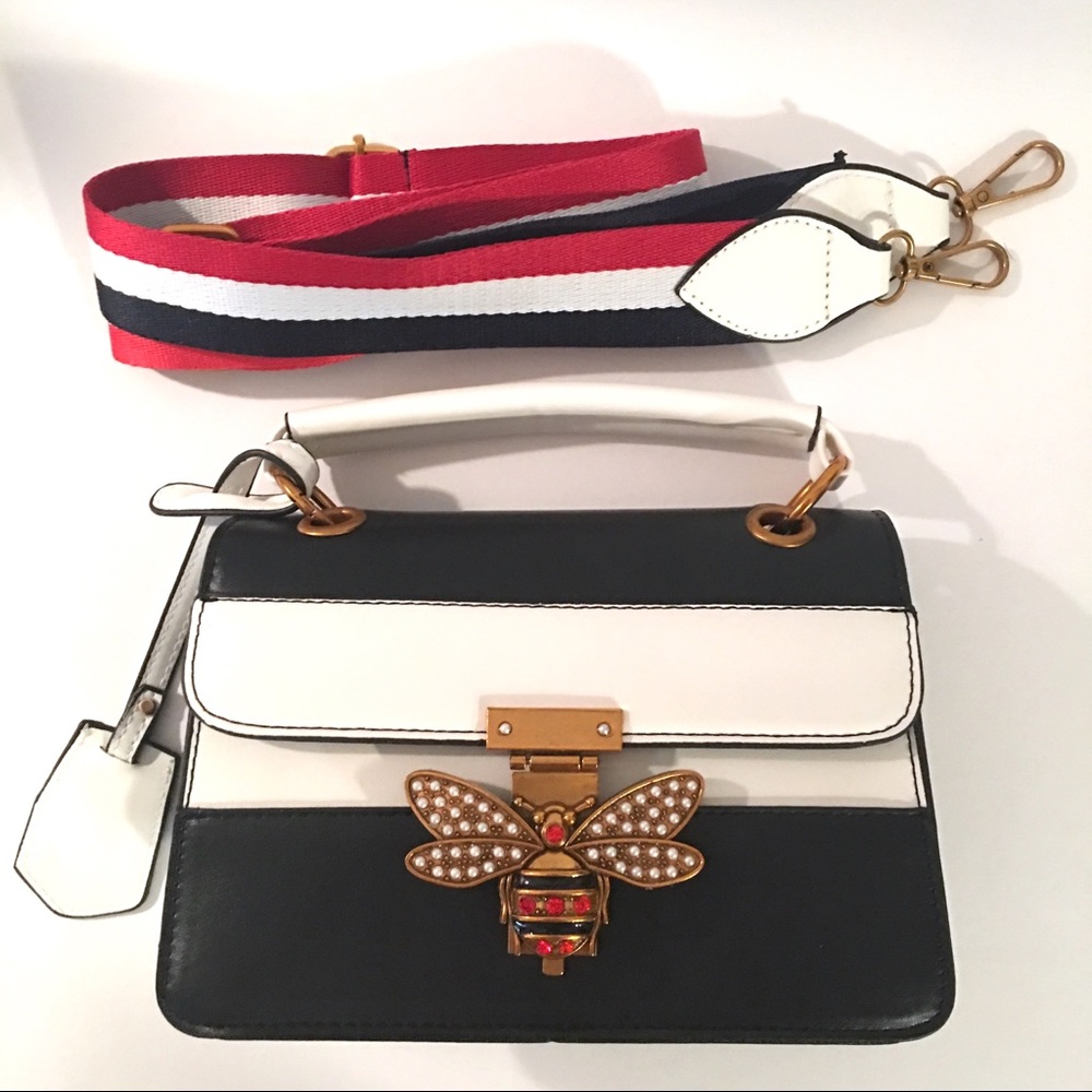 🐝HONEY BEE🐝 JEWELED BEE TOP HANDLE/CROSSBODY BAG - Picture 4 of 8